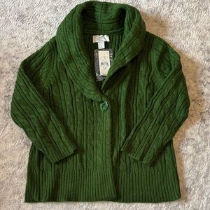 NWT SP LOFT Forest Green Shawl Collar Cardigan